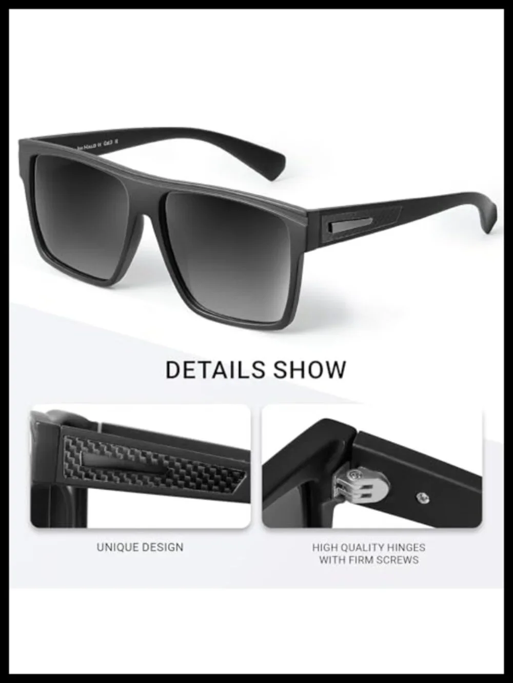 Retro Polarized Sunglasses Unisex Flat Top Square UV400